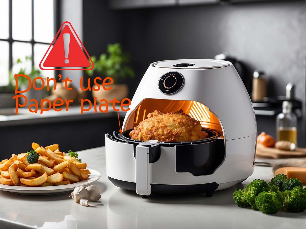 It is not safe to put a paper plate in an air fryer.