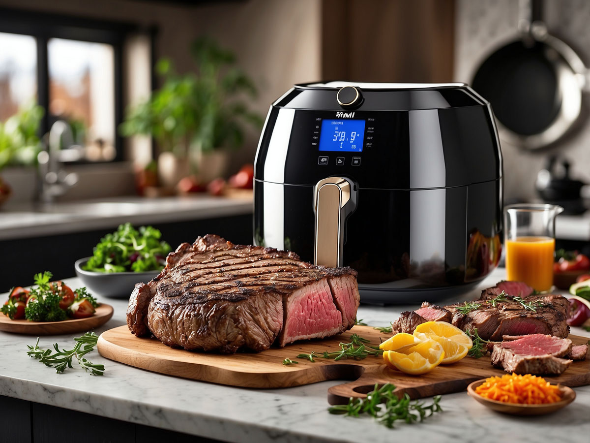The ideal temperature to cook ribeye steak in an air fryer is around 400°F.