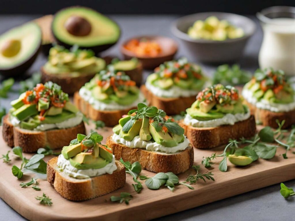 Air Fryer Toasts Topped With Avocado