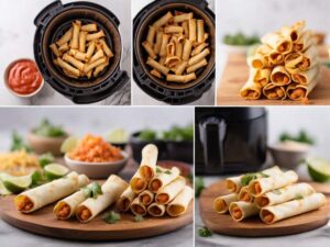 The process of cooking Delimex taquitos in an air fryer