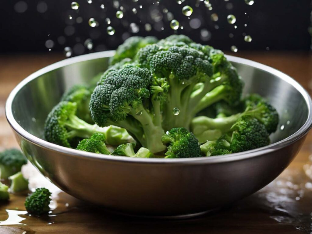 Washing fresh broccoli