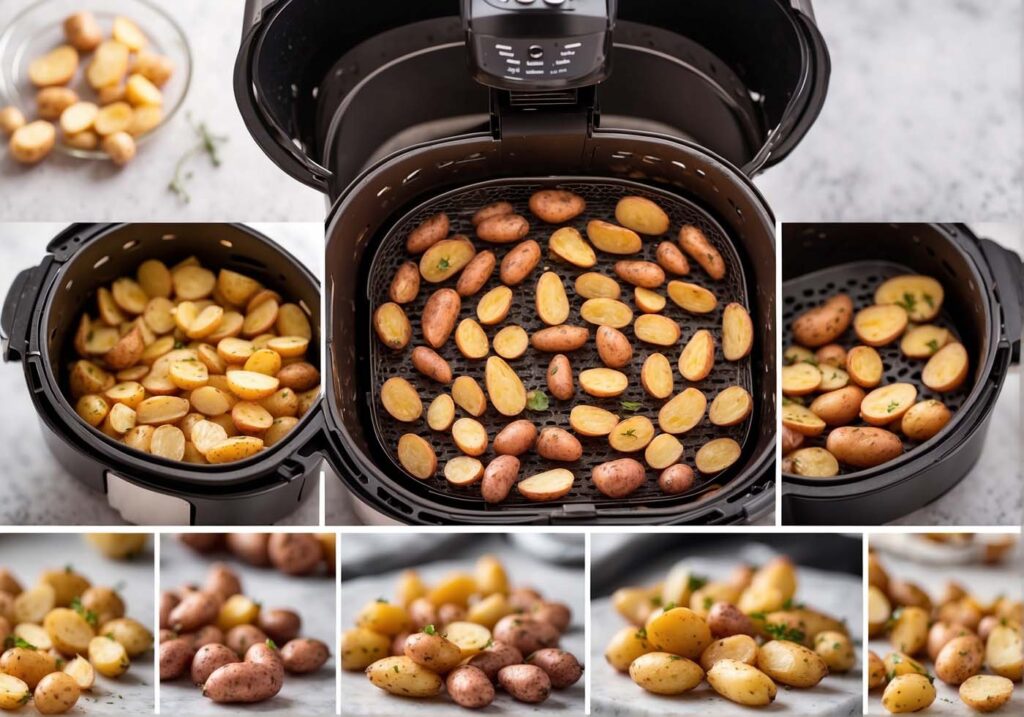 The cooking process of fingerling potatoes in an air fryer