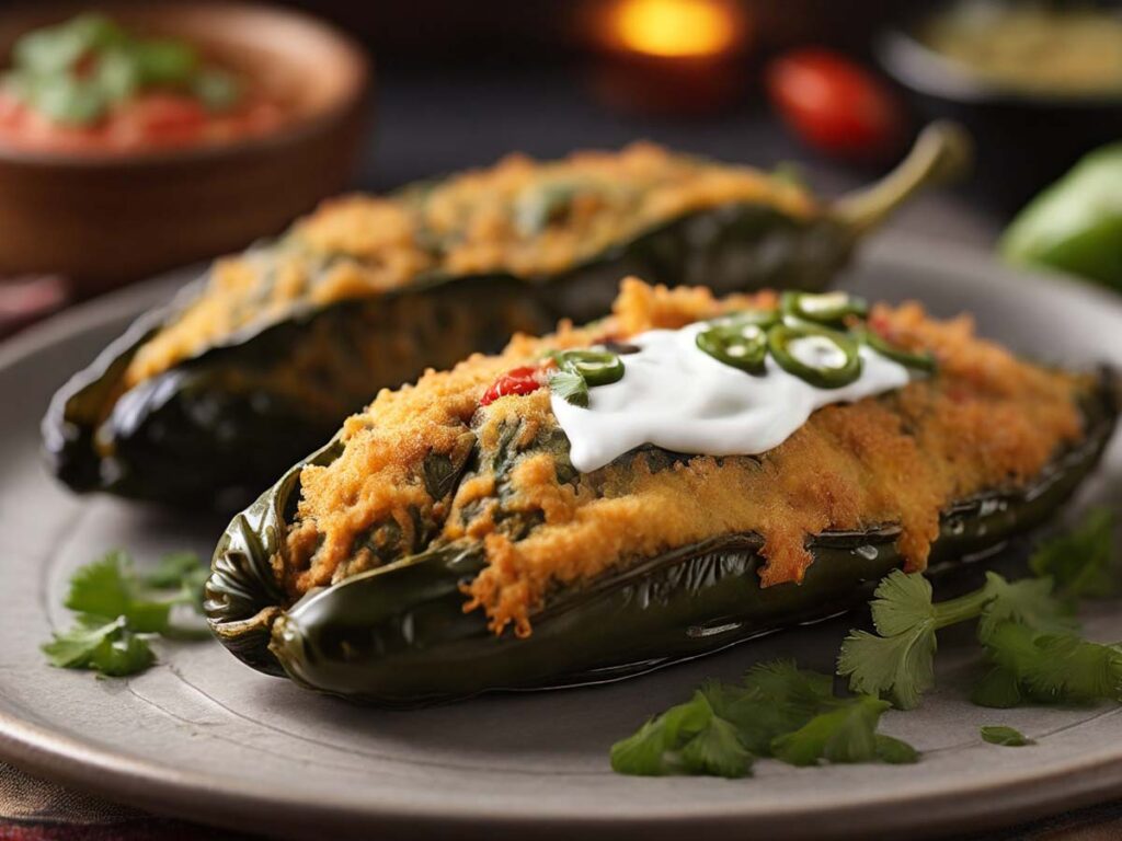 Finished Air Fryer Chile Rellenos with Egg Roll Wrappers