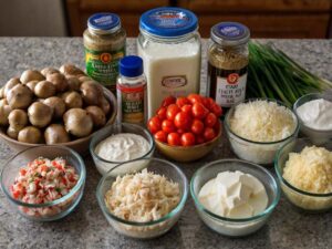 Ingredients for Air Fryer Crab Stuffed Mushrooms