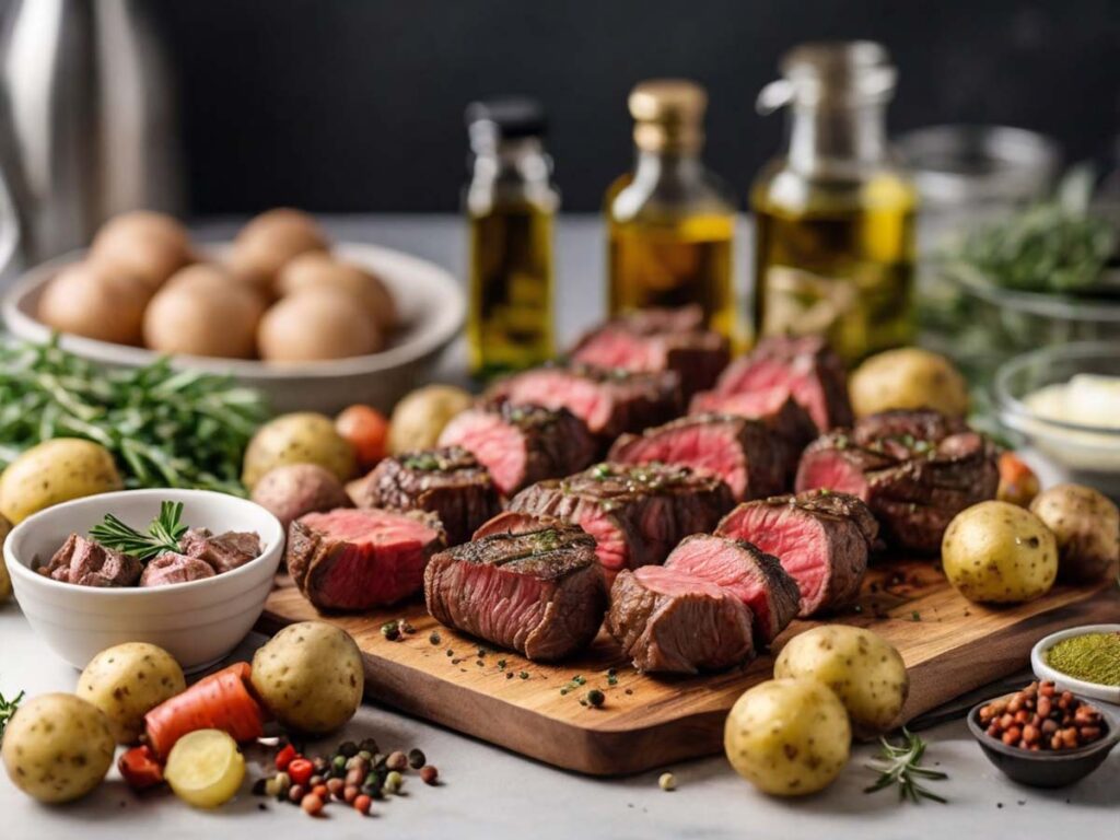 Ingredients for Air Fryer Steak Bites and Potatoes Recipe