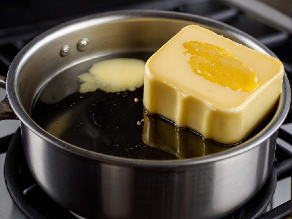 Melting Butter in Pan for Garlic Herb Sauce