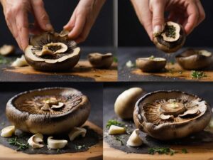 Prepping Portobello Mushrooms with Seasoning