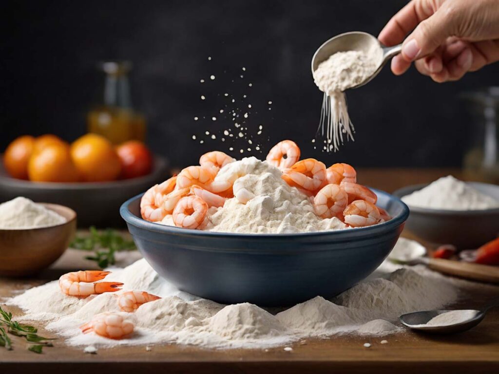 Process of Coating Shrimp in Flour
