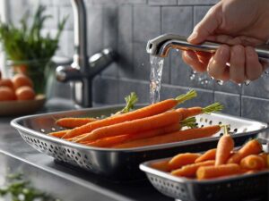 Rinse baby carrots in cold water