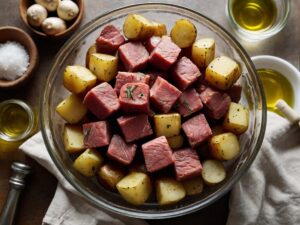Seasoning Steak and Potatoes for Air Frying