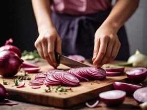 Thinly Sliced Red Onions for Onion Bhaji