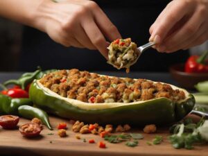Stuffing Chiles with Cheese for Air Fryer Rellenos