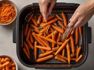 Using Tongs to Flip the Baby Carrots