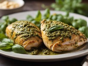 Resting Air Fried Pesto Chicken, Ready to Serve