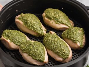 Setting Up Air Fryer for Pesto Chicken Recipe