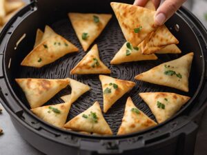 Placing Seasoned Pita Chips in Air Fryer for Even Cooking