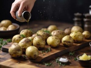 Brushing Potatoes with Olive Oil Before Baking