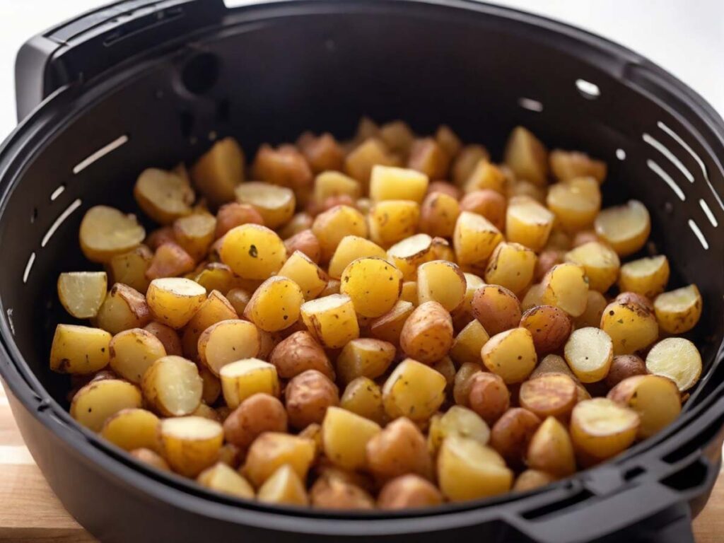 Checking Doneness of Air Fryer Frozen Diced Potatoes