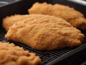 Breaded Chicken Schnitzel Ready for Cooking in Air Fryer
