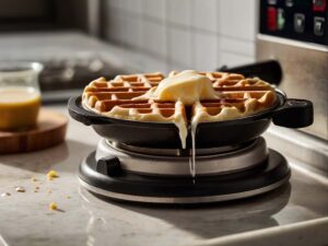 Cooking waffles in waffle iron