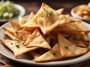 Golden Brown and Crispy Pita Chips Served on Plate