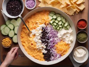 Combining cheese and vegetables for pepper filling