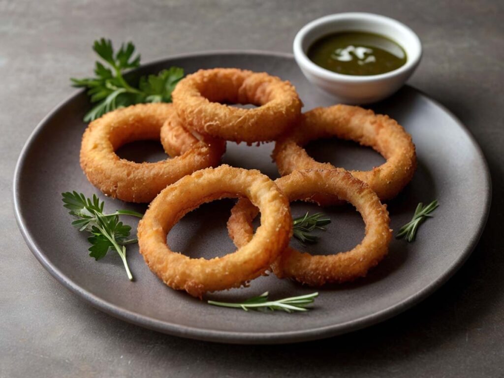 Serving Air Fryer Onion Rings on a Plate