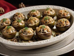 Stuffing Mushrooms with Crab Mixture