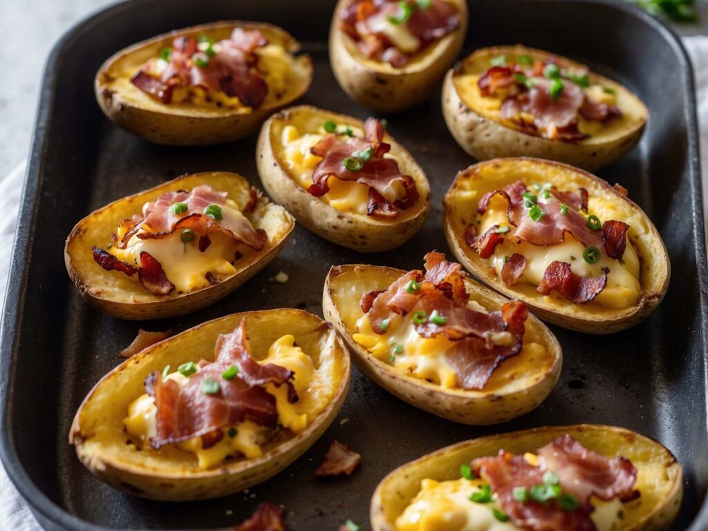 Stuffing Potatoes with Cheese and Bacon Fillings