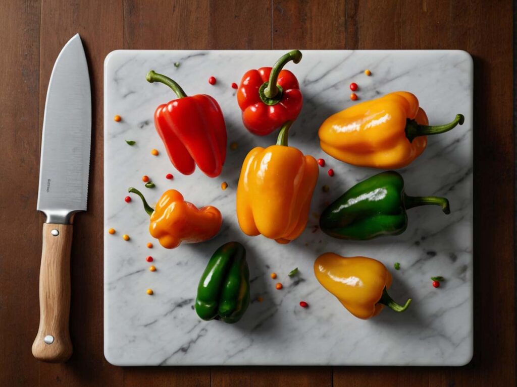 Prepping mini peppers for stuffing