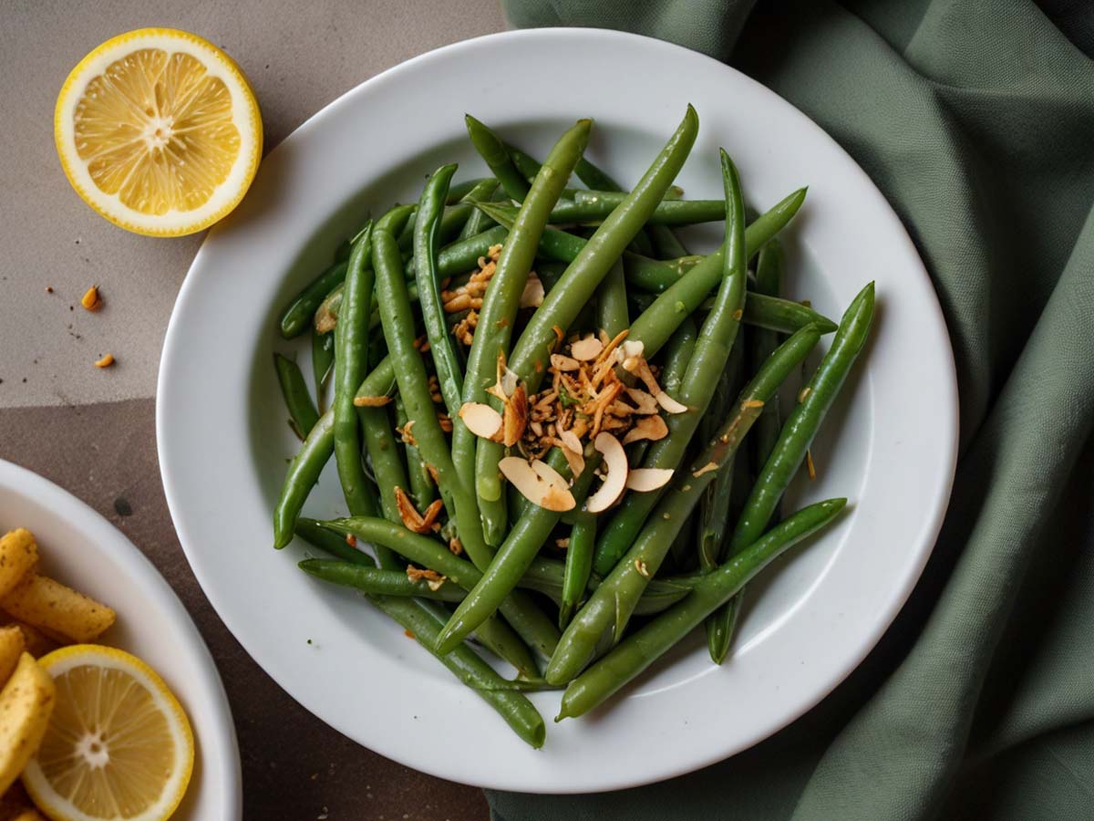 Air Fryer Green Beans Almondine