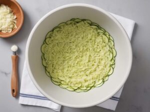 Grating zucchini for air fryer fritters