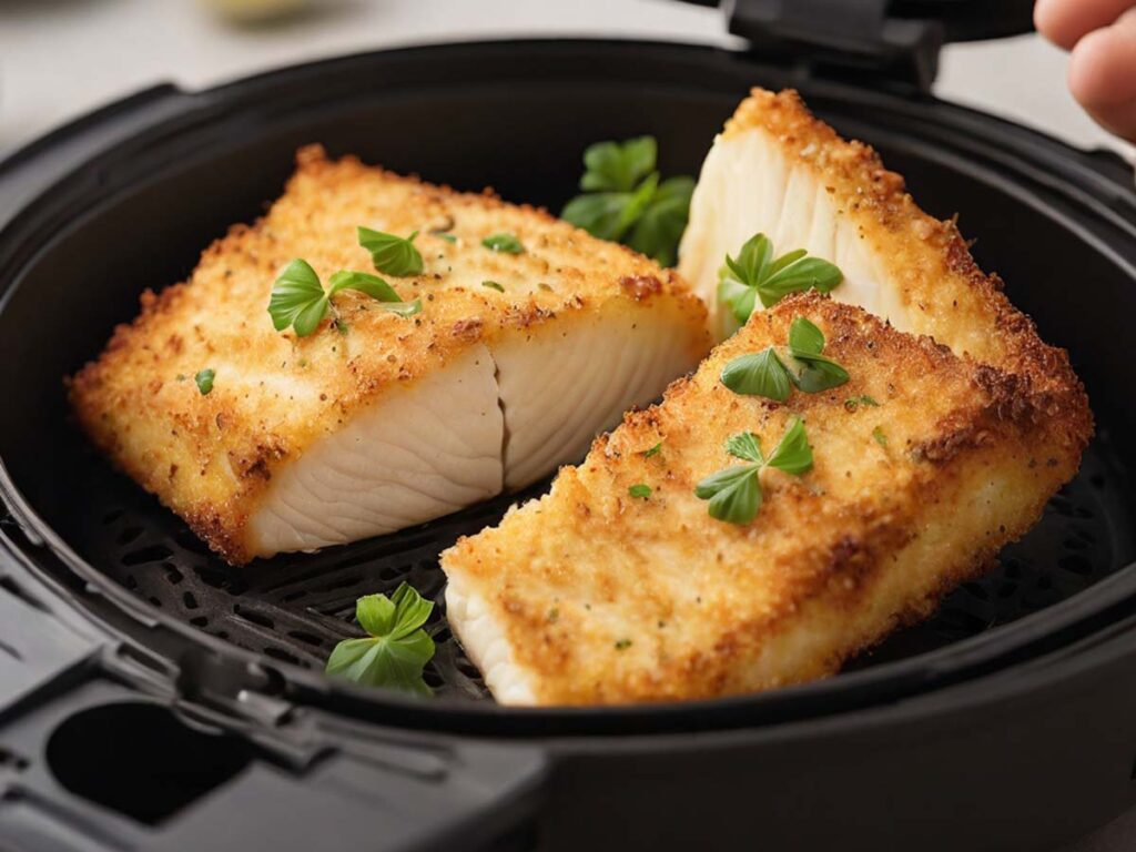 Cooked Parmesan Crusted Halibut in Air Fryer