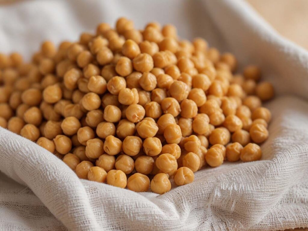 Drying canned chickpeas on a kitchen towel