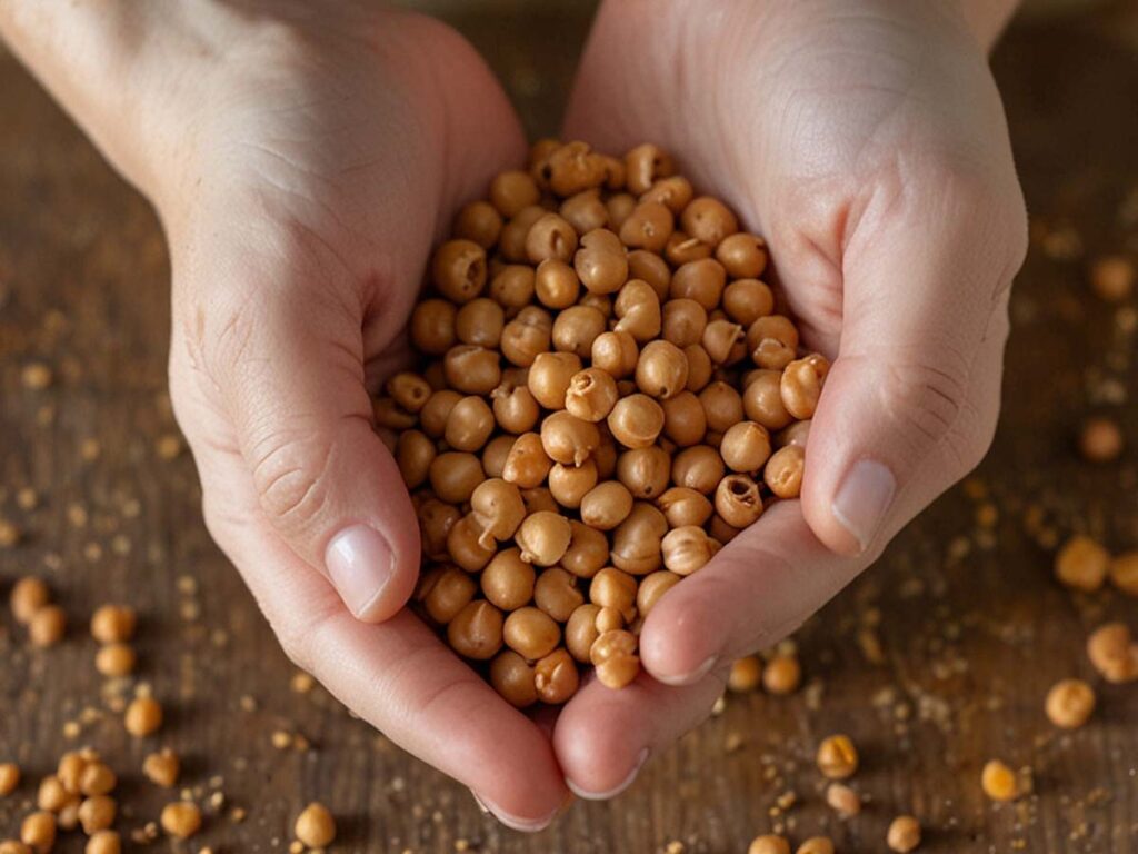 Removing loose skins from dried chickpeas