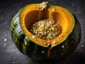 Seasoned acorn squash with olive oil, salt, and pepper