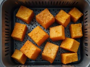 Air frying cubed butternut squash at 380 degrees
