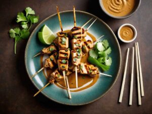 Air Fryer Chicken Satay With Peanut Sauce