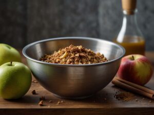 Mixing apple pie filling for wontons