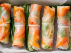 Arranging Frozen Spring Rolls in the Air Fryer Basket