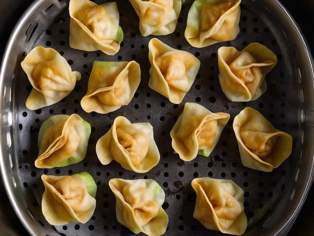 Air frying apple pie wontons to crispy perfection