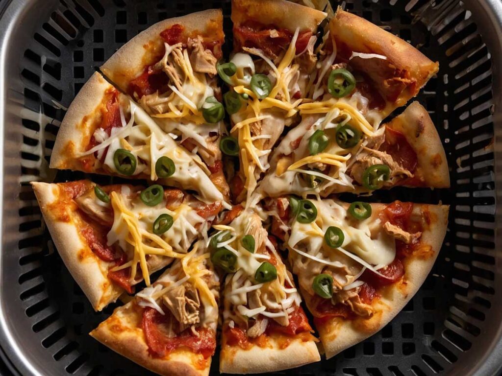 Pizza ready to cook in air fryer basket