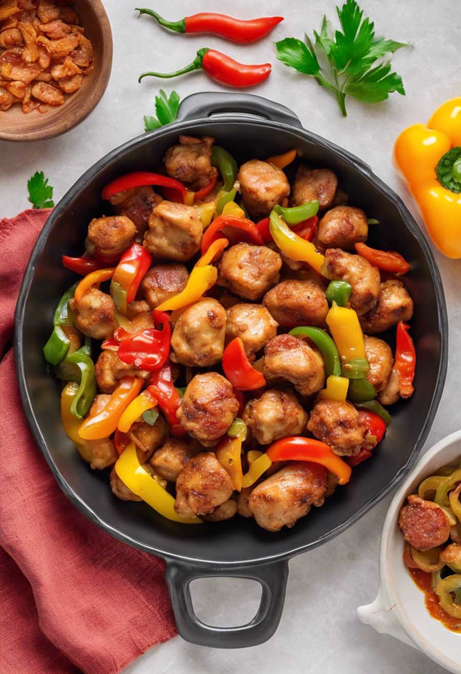 serving air fryer sausage peppers
