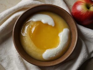 Combining wet ingredients including apple cider and eggs