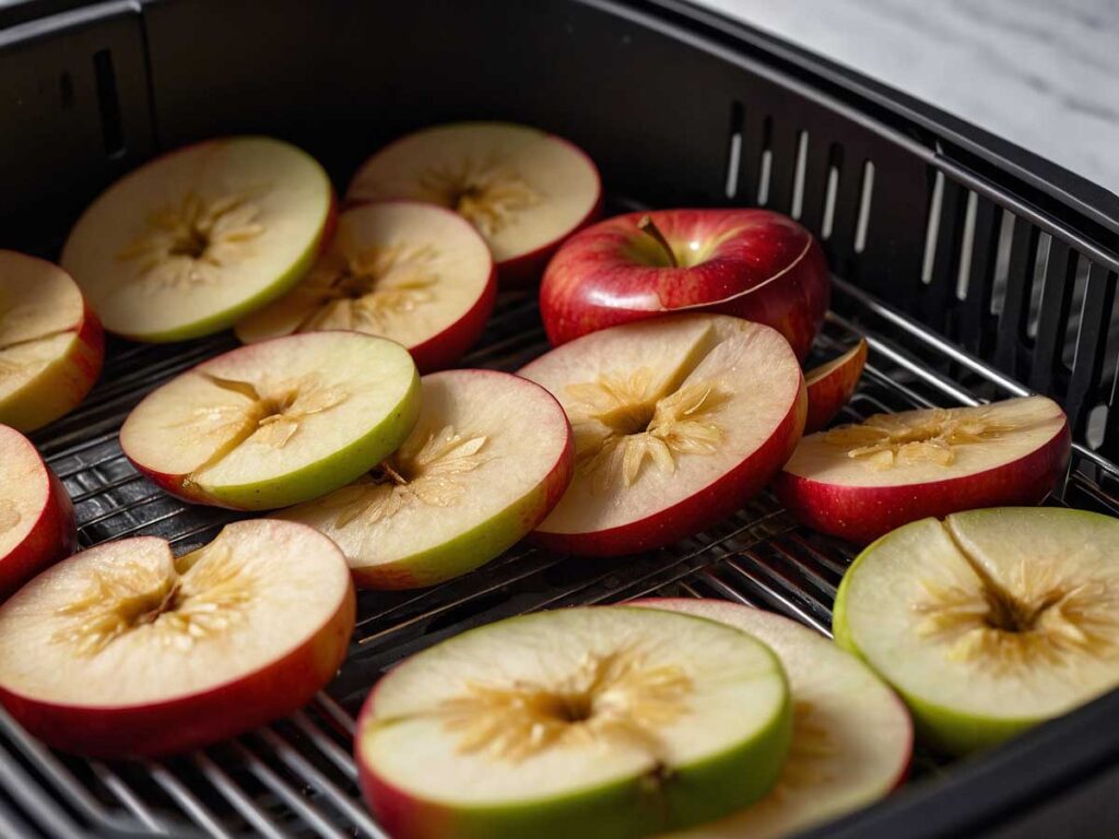 Cooking apple slices at 300°F in the air fryer