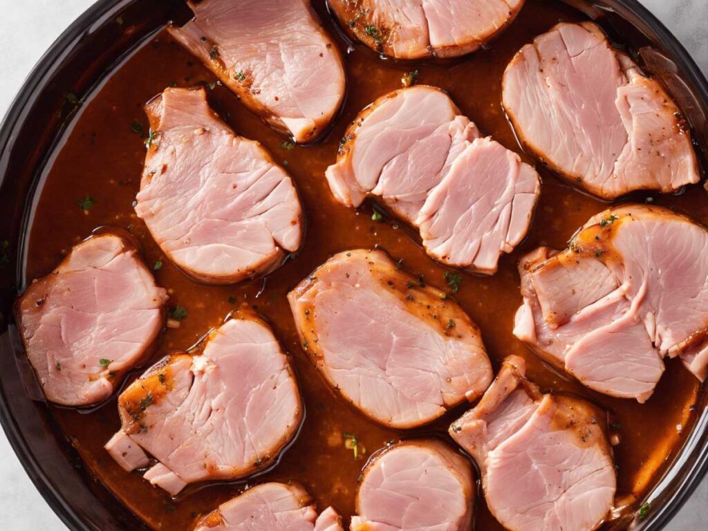 Marinating pork chops in Vietnamese marinade