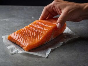 Patting Dry the Salmon Fillets