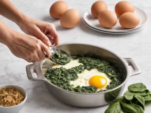 Pouring frittata mixture into baking dish