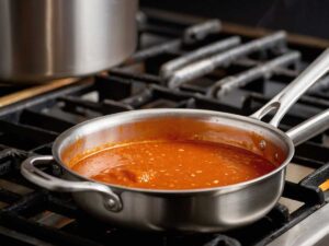 Preparing buffalo sauce for cauliflower bites