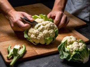 Preparing cauliflower for air fryer buffalo cauliflower bites